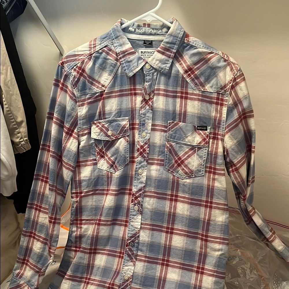 Buffalo Men's Blue and Red Plaid Shirt